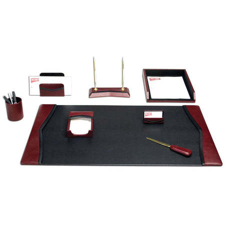 Burgundy Contemporary Leather 8-Piece Desk Set -  DACASSO, DF-7012